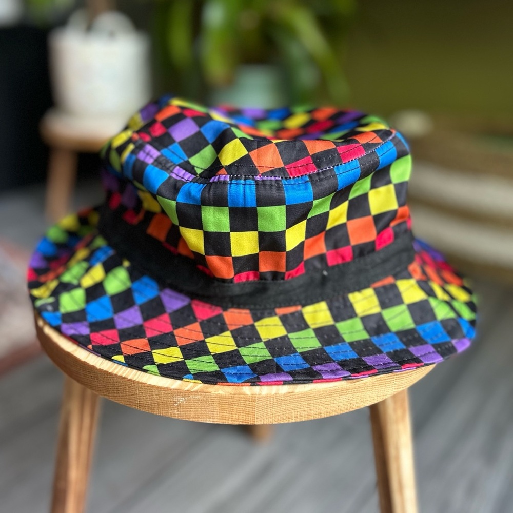 Colorful Checkerboard Bucket Hat | Retro Y2K Style | One Size